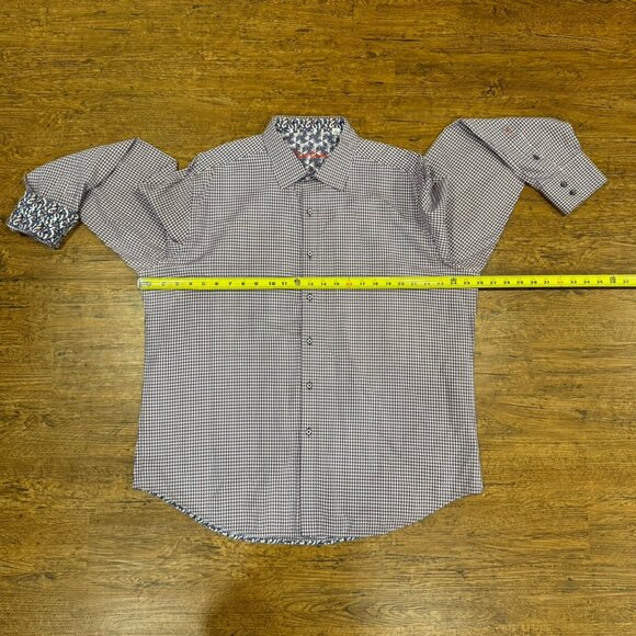 Robert Graham Purple Gingham Check Classic Fit Flip Cuff Button Up Shirt Men 2XL - Picture 8 of 9